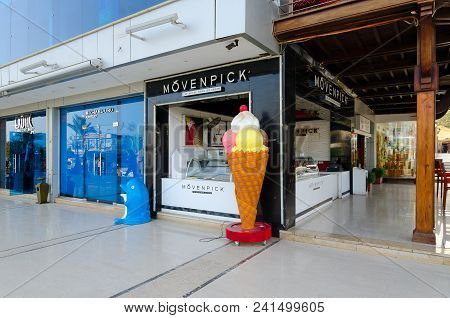 Sharm El Sheikh, Egypt - May 9. 2018: Confectionery (ice Cream Parlor) Movenpick In Popular Shopping