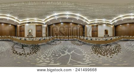 Minsk, Belarus - July, 2017: Full Seamless Panorama 360 By 180 Angle View In Interior Of Luxury Empt