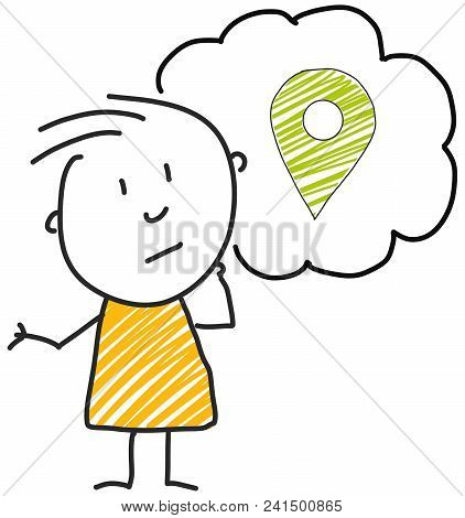 Stick Man Standing And Thinking Bubble Expression Illustration
