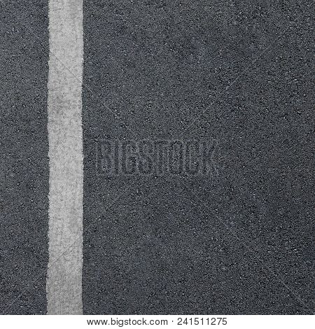 Asphalt Road With Separation Line. Road Texture.