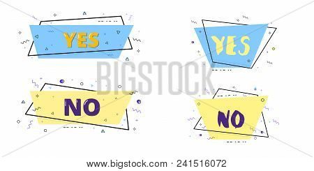 Set Of Yes And No Trapezium Badges. Memphis Style. Element For Graphic Design - Poster, Flyer, Broch