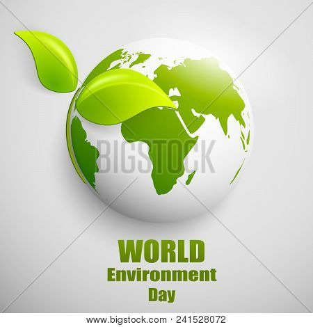 World Environment Day Vector Label Or Banner With Earth Globe