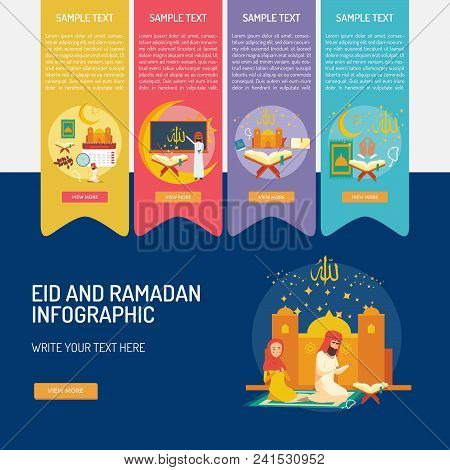 Eid And Ramadan Infographic | Set Of Great Infographic Flat Design Illustration Concepts For Religio