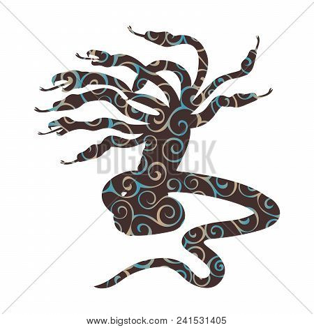 Hydra Pattern Silhouette Ancient Mythology Fantasy. Vector Illustration.
