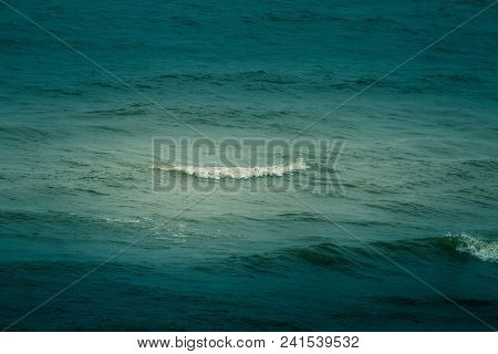 Beautiful Waves Breaking On The Shore Of Baltic Sea.  Bright Sunny Day At The Beach.