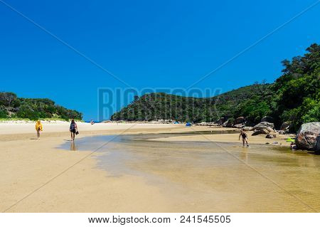 Tidal River, Australia - January 28, 2018: The Brackish Waters Of Tidal River Run Into The Sea At Ti