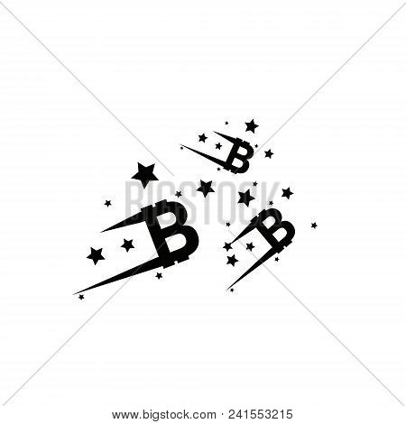 Bitcoin Coin With Fast Speed Motion Lines. Abstract Falling Bitcoin- Black Shooting Bitcoin With Ele
