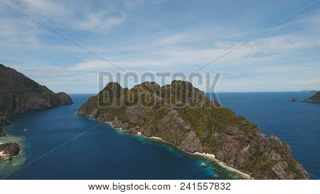 Tropical Islands, Aerial View. Aerial View: Sea And The Tropical Islands. Tropical Bay In El Nido. A