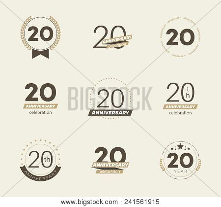 20 Years Anniversary Logo Set. 20th Anniversary Icons. Vector Illustration.