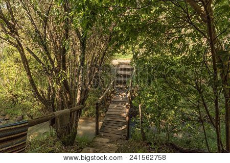 A Pedestrian Bridge At The Sani Backpackers Lodge Near Himeville, In The Kwazulu-natal Province