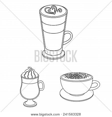 Different Kinds Of Coffee Outline Icons In Set Collection For Design. Coffee Drink Vector Symbol Sto