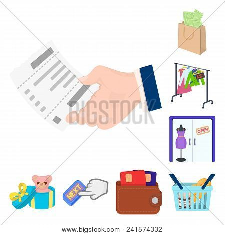 E-commerce And Business Cartoon Icons In Set Collection For Design. Buying And Selling Vector Symbol