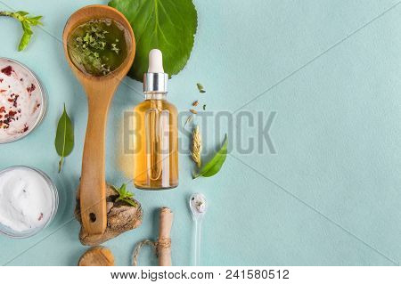 Homeopathic Oils, Dietary Supplements For Intestinal Health And Skin Care.