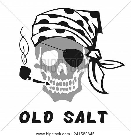 Vector Image Of Skull Captain With Inscription 