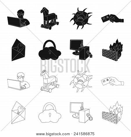 System, Internet, Connection, Code .hackers And Hacking Set Collection Icons In Black, Outline Style