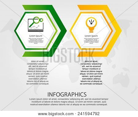 Timeline Modern Vector Illustration 3D. Infographic Template With Two Hexagon With Arrows. Designed