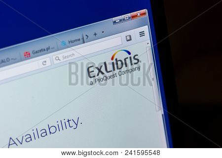 Ryazan, Russia - May 20, 2018: Homepage Of Exlibrisgroup Website On The Display Of Pc, Url - Exlibri