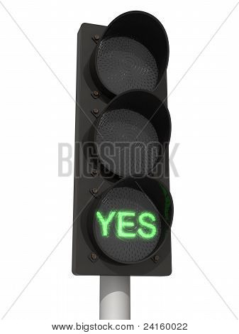 用绿色交通灯是信号。在白色背景上孤立