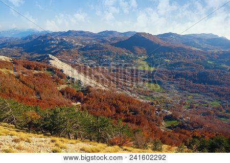 Beautiful Autumn Mountain Landscape. Montenegro, View Of Lovcen National Park