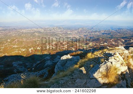 Beautiful Mountain Landscape. Montenegro, View Of Lovcen National Park From Jezerski Vrh Peak