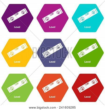 Level Icons 9 Set Coloful Isolated On White For Web