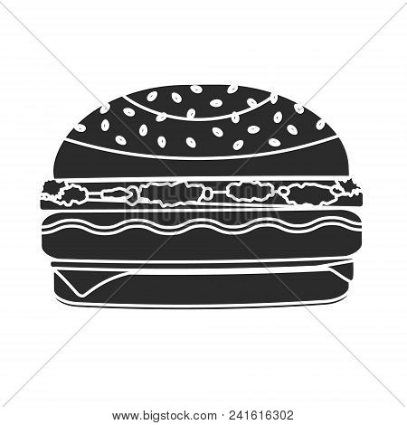 Monochrome Black Vector Humburger Symbol Made In Negative Space Technique. Minimalistic Flat America