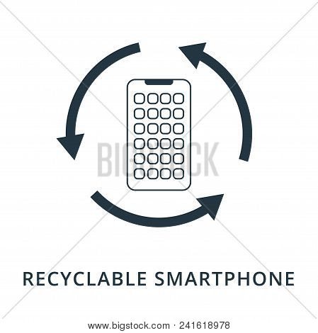 Recyclable Smartphone Icon. Flat Style Icon Design. Ui. Illustration Of Recyclable Smartphone Icon. 