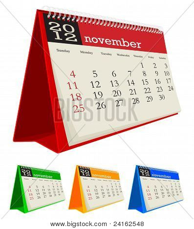 november 2012 desk calendar