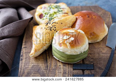Savory Chinese Pastries With Red Bean And Meat Filling