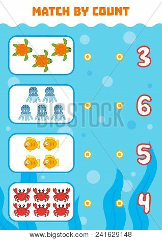 Counting Game For Preschool Children. Educational A Mathematical Game. Count Animals In The Picture 