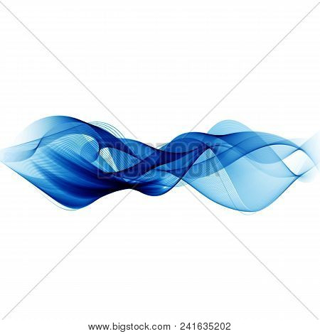 Abstract Vector Background, Transparent Waved Lines For Brochure, Website, Flyer Design. Blue Smoke 