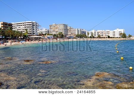 Santa Eularia des Riu pláž Ibiza, Španělsko