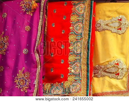 Display Of Textile At Kinari Bazaar In Agra, Uttar Pradesh, India. Agra Is One Of The Most Populous 