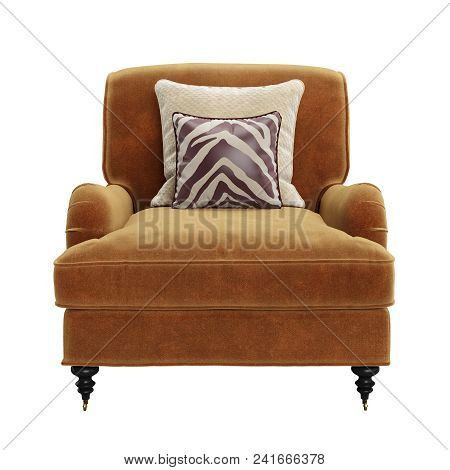 Classic Chair Isolated On White Background.digital Illustration.3d Rendering