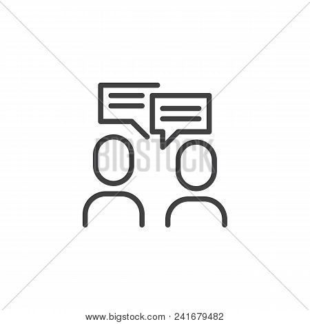 People With Chat Bubble Outline Icon. Linear Style Sign For Mobile Concept And Web Design. Conversat