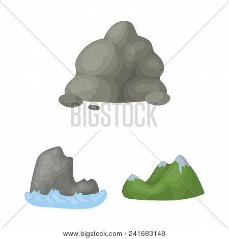 Different Mountains Cartoon Icons In Set Collection For Design.mountains And Landscape Vector Symbol