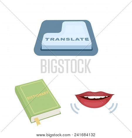 Translator And Linguist Cartoon Icons In Set Collection For Design. Interpreter Vector Symbol Stock 