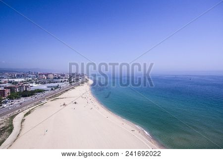 Maresme Coast. Near Of Barcelona. Aerial Shot.