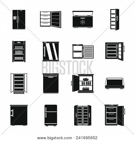 Freezer Fridge Frozen Ice Icons Set. Simple Illustration Of 16 Freezer Fridge Frozen Ice Vector Icon