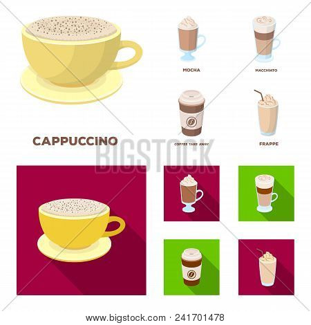 Mocha, Macchiato, Frappe, Take Coffee.different Types Of Coffee Set Collection Icons In Cartoon, Fla