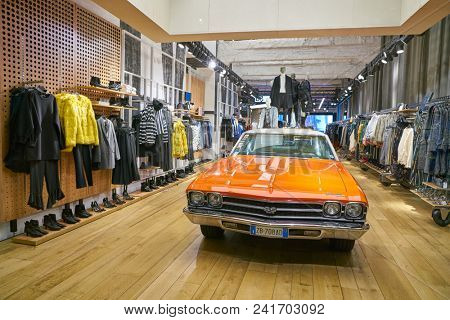 MILAN, ITALY - CIRCA NOVEMBER, 2017: Chevrolet Chevelle at Bershka store in Milan.