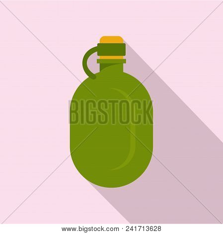 Metal Water Flask Icon. Flat Illustration Of Metal Water Flask Vector Icon For Web Design