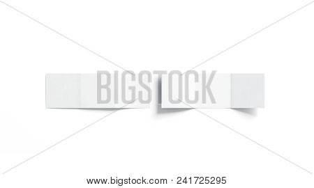 Blank White Trifold Booklet Mock Up, Top View, 3d Rendering. Plain Z-fold Square Brochures Mockup Se