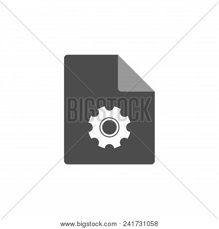 System File. Gear On Paper Sheet. Vector Flat Icon.