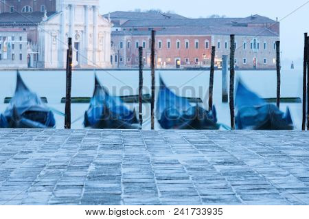 Venice Classic View With Gandolas At Early Morning, Italy