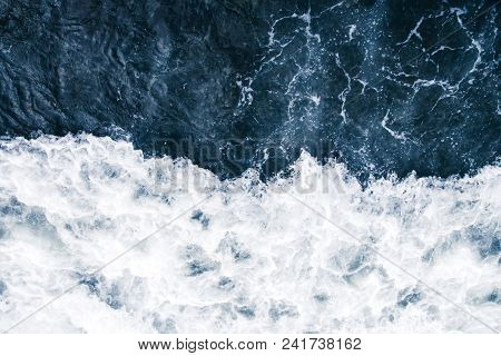 The Blue Surf Of The Sea With White Waves,  Splash,  Foam And Bubbles At High Tide, Aqua Abstract Ba