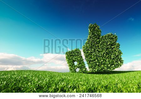 Eco Friendly, No Waste, Zero Pollution, Climate Control Agreement Concept. 3d Rendering Of Thumbs Up
