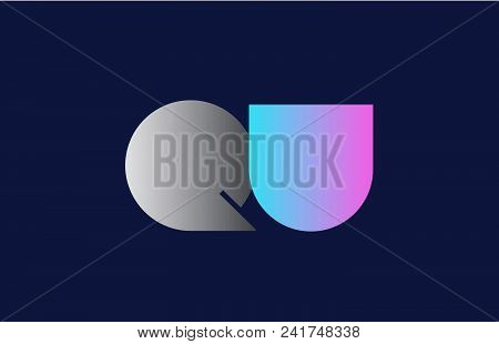 Initial Alphabet Letter Qu Q U Logo Combination In Pink Blue And Grey Colors Suitable For Business A