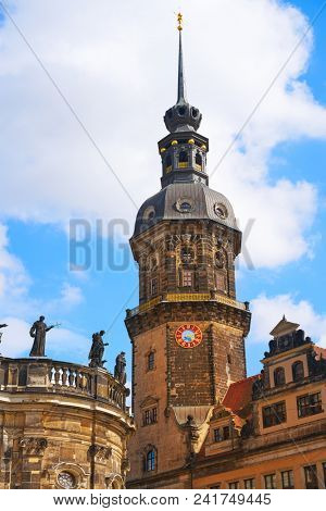 Hausmannsturm tower in Dresden at Germany