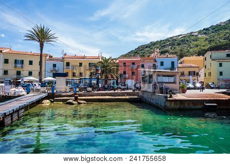 Giglio Island (grosseto), Italy, 05.20.2018: View Of The Little Port In The Village.
